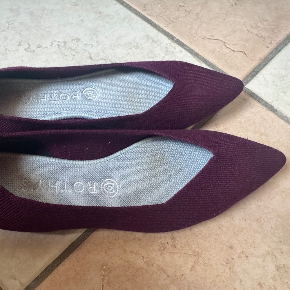 New Rare Retired Merino Aubergine Purple Rothy's Point Flat Shoes Size 8.5